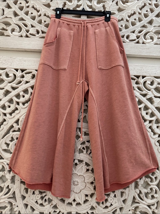 Free People Pants - Free People Dusty Rose Wide-Leg Drawstring Sweatpants